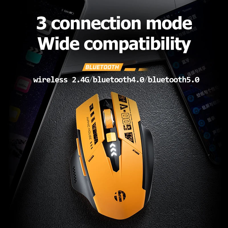 INPHIC A9 Wireless Bluetooth Silent Mouse, Five-level DPI Adjustable, Three-mode Mouse, Suitable for A Variety of Computers