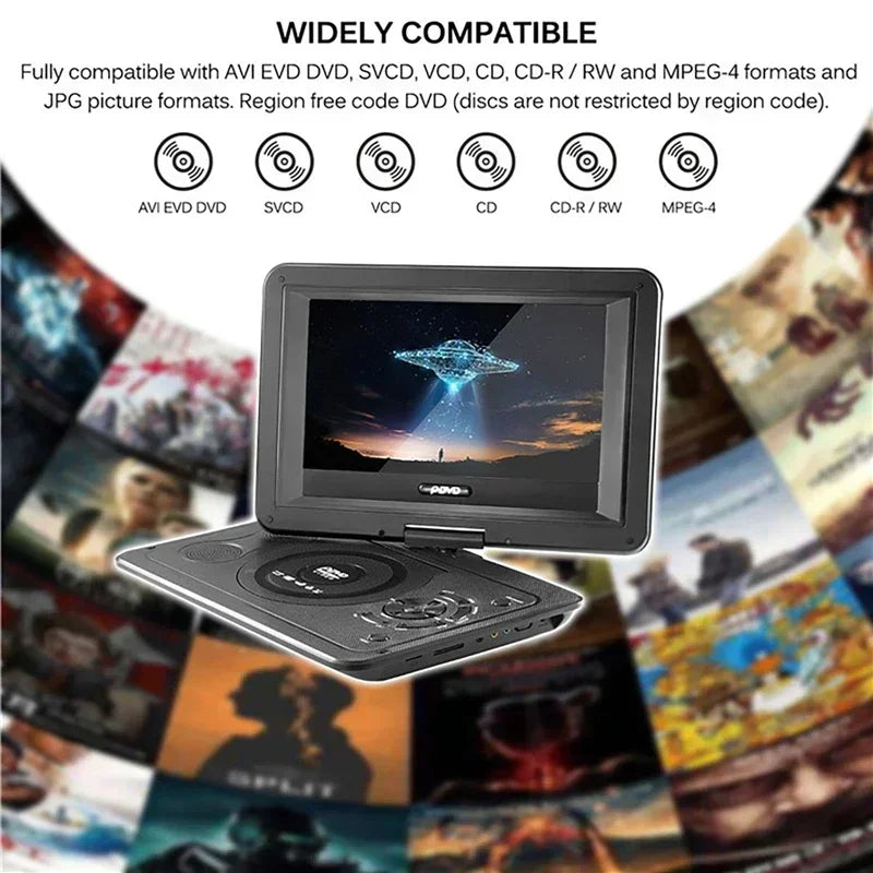 13.9 inch Portable Mobile DVD Player 12V Rechargeble Super Seismic HD EVD DVD Player with Large Capacity Durable Battery