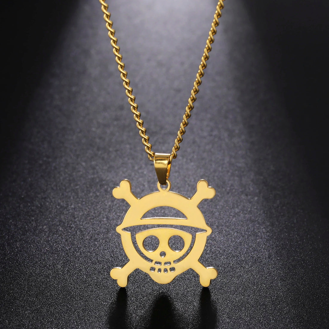 Stainless Steel Necklaces Anime Cartoon Skeleton Face Chain Fashion Choker Goth Necklace For Men Fans Jewelry Gifts One Piece