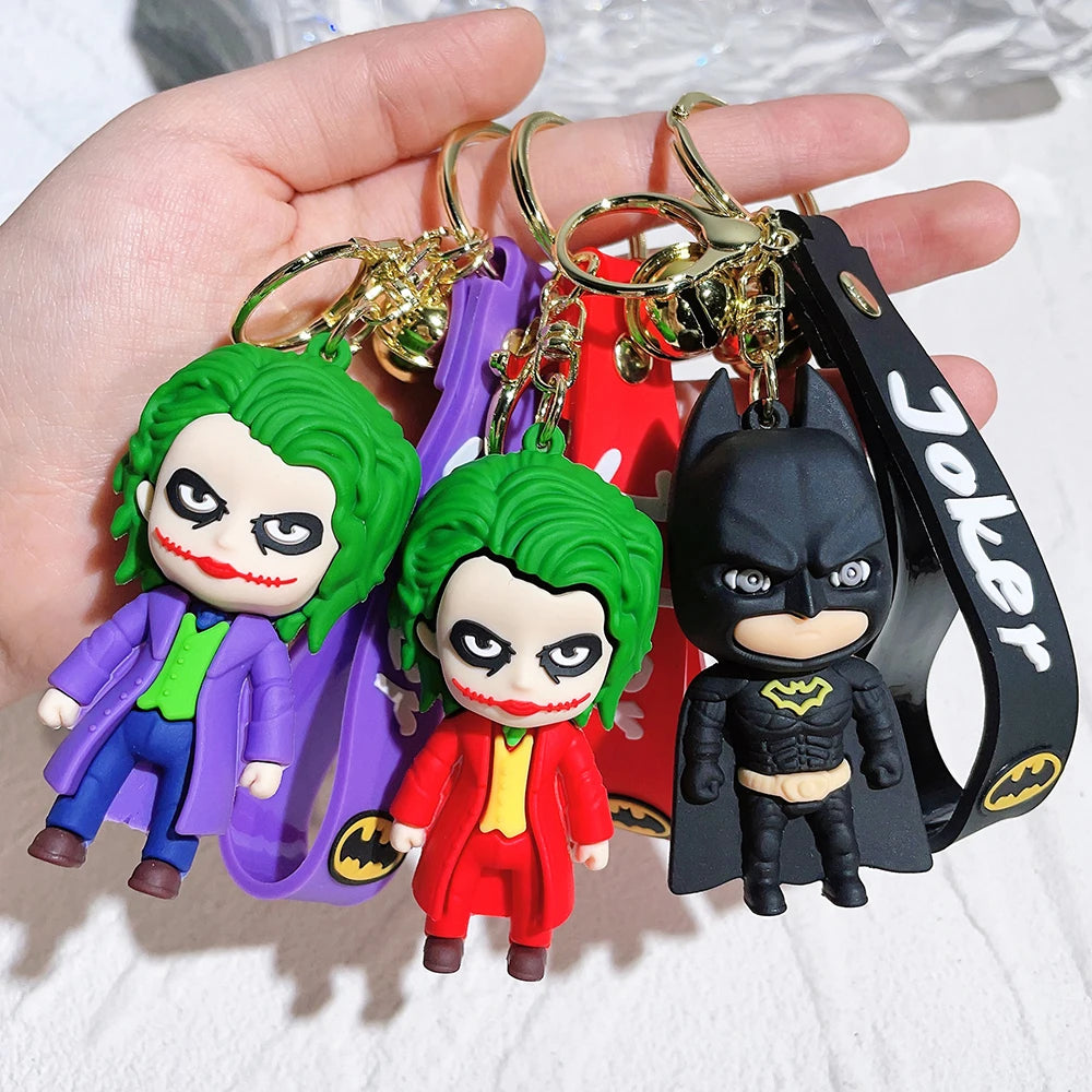 Anime Cartoon Marvel Batman Joker Image Doll Keychain Cute Halloween Series Key Ring Pendant Ornaments Jewelry Gifts for Friends