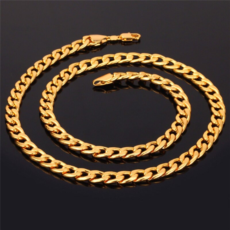 LtJ62810010_5 Chain Bracelet Chain Necklace For Men's Women's Party Gift Daily Rose Gold Platinum Plated Gold Plated Cuban Gold Silver Rose Gold dress to impress - Image 1