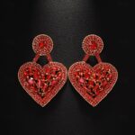 Earrings Pear Cut Geometrical Sweet Heart Earrings Jewelry Black / Red For Daily