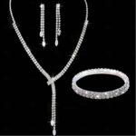 Jewelry Set Four-piece Suit Chrome 1 Bracelet Bag Earrings Necklace Women's Fashion Jewelry Set For Party Wedding