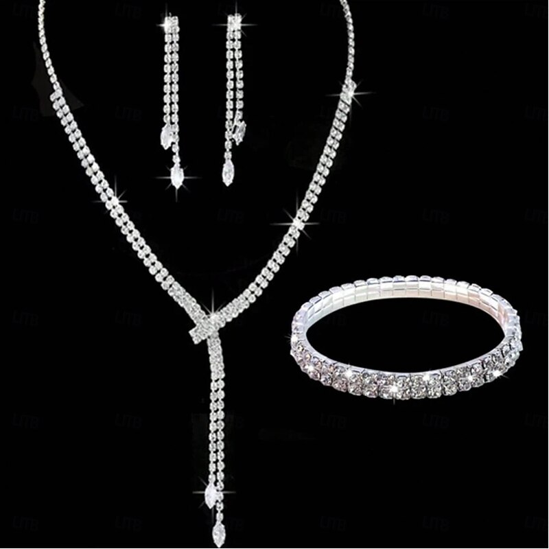 LtJ62810013_1 Jewelry Set Four-piece Suit Chrome 1 Bracelet Bag Earrings Necklace Women's Fashion Jewelry Set For Party Wedding - Image 1