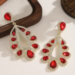 Stud Earrings Vintage Style Floral Earrings Jewelry White / Black / Red For Party Wedding