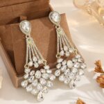 Stud Earrings Tassel Fringe Flower Fireworks Earrings Jewelry White / Black / Red For Party Wedding