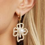 Pearl Earrings Geometrical Flower Earrings Jewelry Golden For Daily