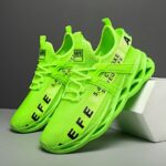 Men's Neon Green Breathable Mesh Sneakers - Lightweight Casual Running Shoes for Sports and Gym