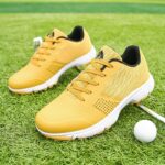 Men's Bright Yellow Golf Sneakers, Lightweight Design, Breathable Material for Summer Golf Outings