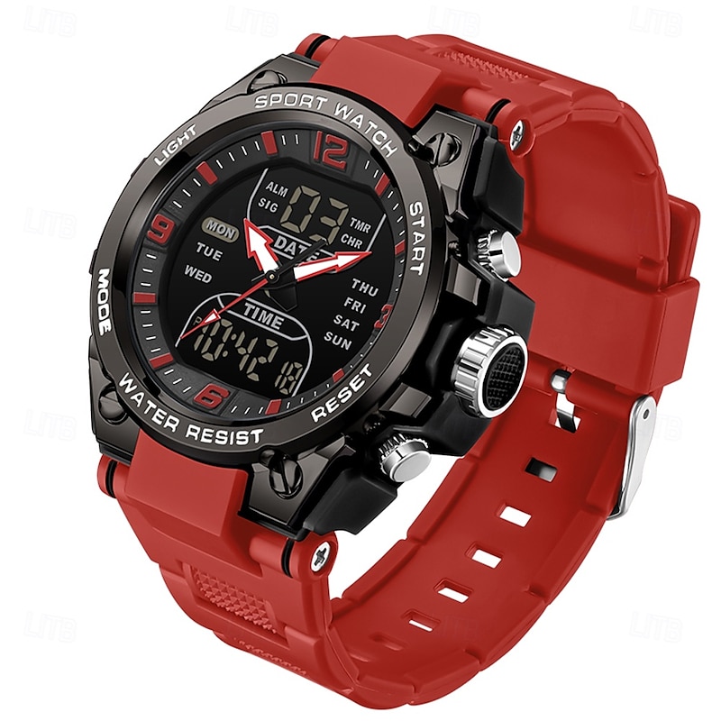 LtT62810003_Black+Red SANDA Men Tactical Military Watches G-Style Clock Gift for man Sport Watch Mens Brand Luxury Analog Shock Waterproof 50m Quartz Wristwatch - Image 1
