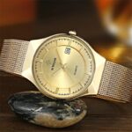 Business Men Luxury Watches Mesh Strap Ultra Thin Quartz Men Wrsit Watch Waterproof Auto Date Male Clock