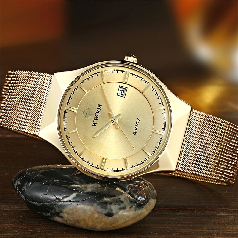 LtT62810004_4 Business Men Luxury Watches Mesh Strap Ultra Thin Quartz Men Wrsit Watch Waterproof Auto Date Male Clock - Image 1