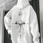Vintage Compass Print Hoodies for Men High Quali